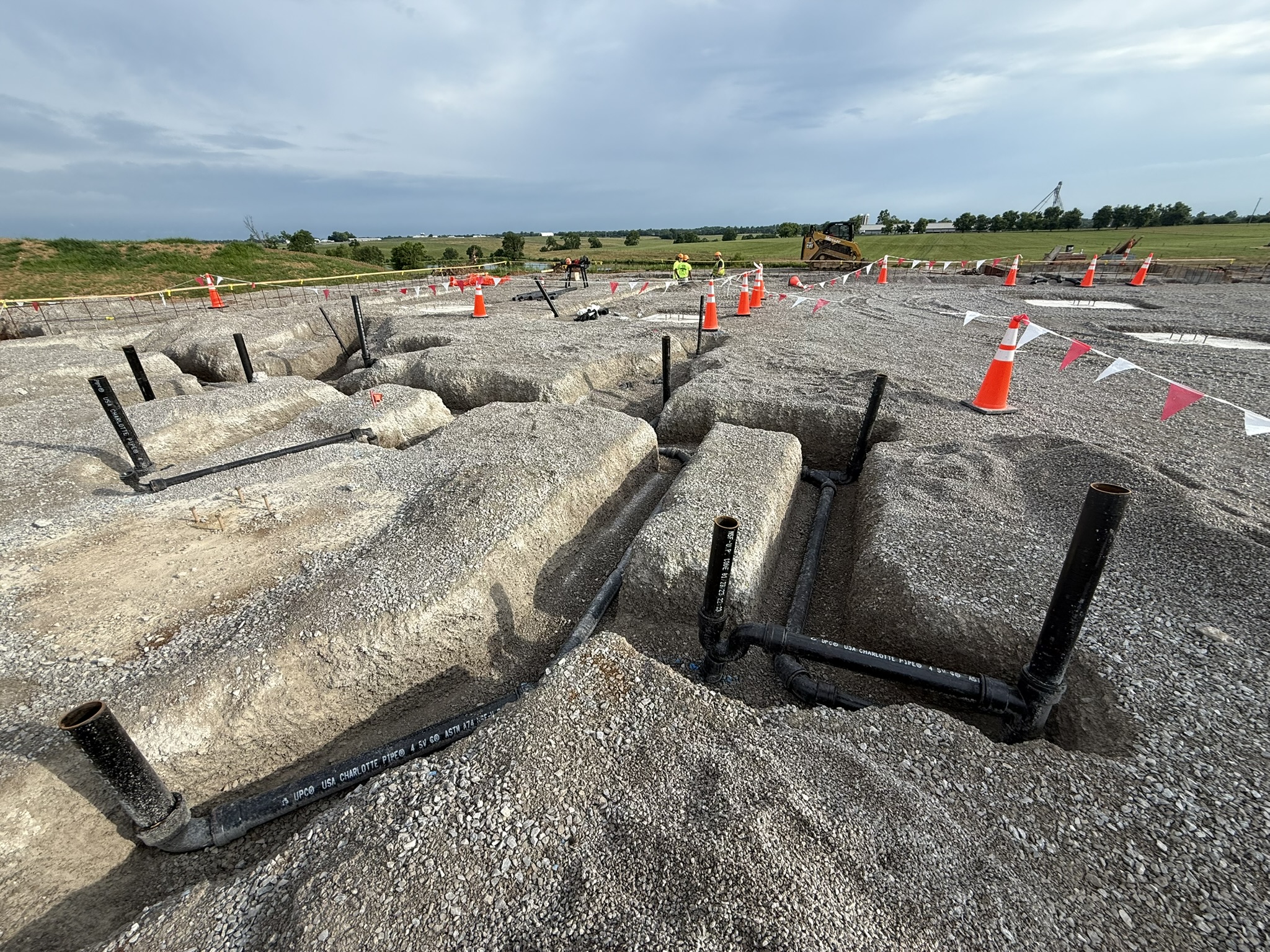 Foundation footers and plumbing rough-in